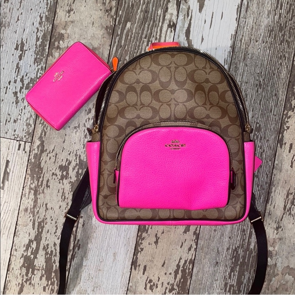 Coach neon pink backpack
